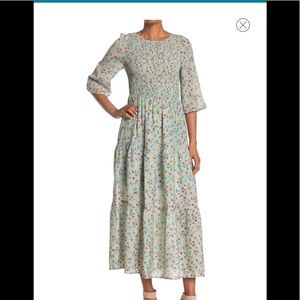 Ruched front floral maxi dress